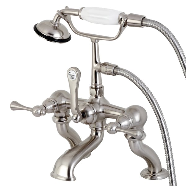 Kingston Brass Deck-Mount Clawfoot Tub Faucet, Brushed Nickel, Deck Mount CC409T8BL - main